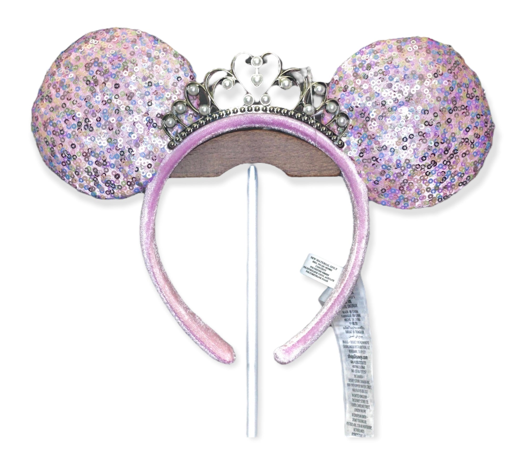 Disney Parks 2022 Pink Multicolored Sequin Princess Tiara Minnie Ears Headband