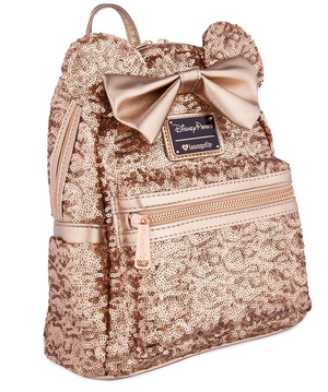 Disney Parks Loungefly Rose Gold Sequined Mini Backpack