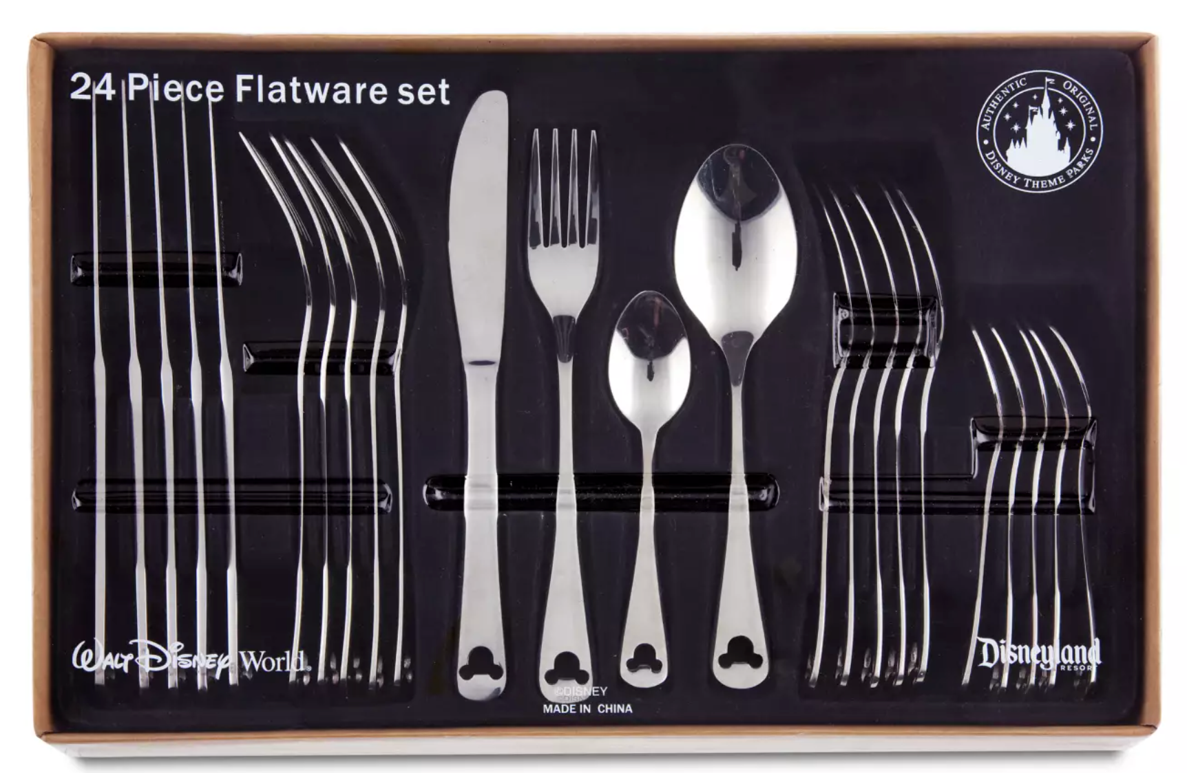 Disney Parks Stainless Steel 24 Piece Gourmet Mickey Mouse Icon Flatware Set