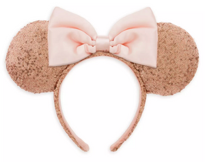 Disney Parks Rose Gold & Pink Minnie Mouse Sequin Ear Headband for Adults