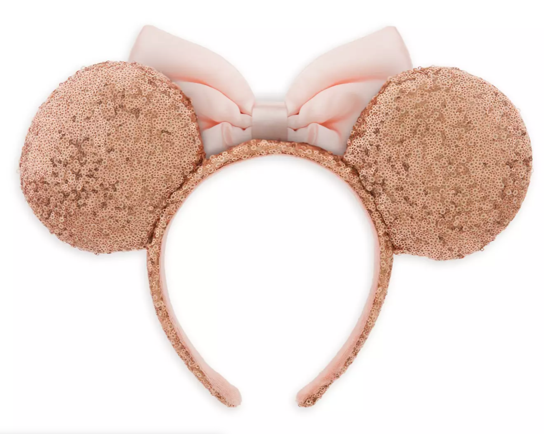 Disney Parks Rose Gold & Pink Minnie Mouse Sequin Ear Headband for Adults