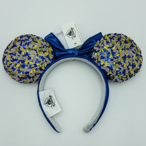 Disney Parks 2021 WDW Annual Passholder Blue Sequined Minnie Mouse Bow Ears