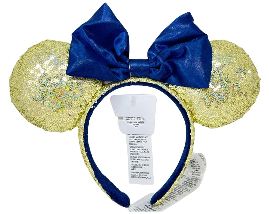 New Gold and Blue Sequined Minnie Ear Headband Shines at